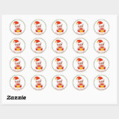 Schattige Kerstelf met rood-wit gestreepte rand Ronde Sticker (Vel)