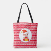 Schattige Kerstelf op rood & wit Tote Bag (Achterkant)