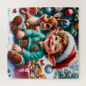 Schattige Kerstelf & Rendier Legpuzzel (Horizontaal)