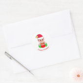 Schattige Kerstelf Ronde Sticker (Envelop)