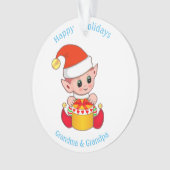 Schattige Kerstelf voor Oma & Opa Ornament (voorkant)