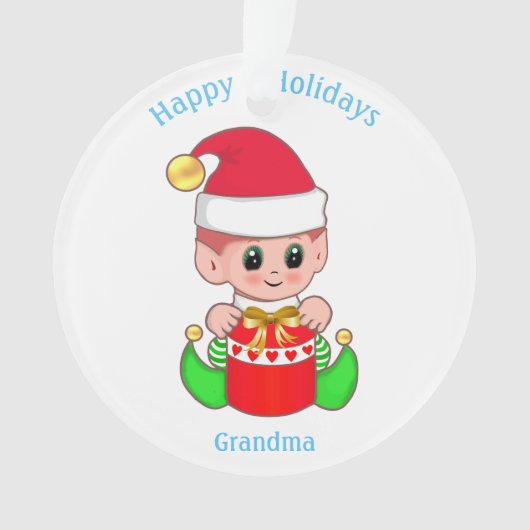 Schattige Kerstelf voor oma Ornament (voorkant)