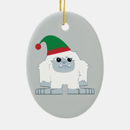 Schattige Kerstelf Yeti Keramisch Ornament (Achterkant)