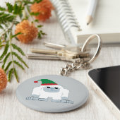 Schattige Kerstelf Yeti Sleutelhanger (Zijkant)