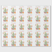 Schattige Kerstelfjes Aangepaste Naam Cadeaupapier (Vlak)