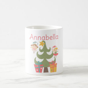 Schattige Kerstelfjes Aangepaste Naam Koffiemok