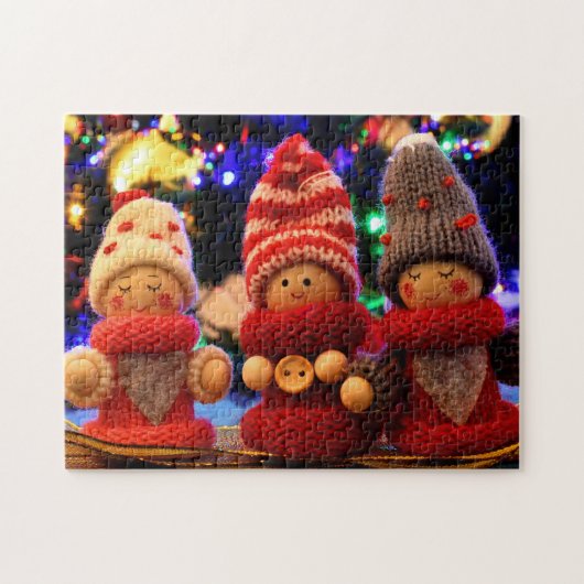 Schattige Kerstelfjes Legpuzzel (Horizontaal)
