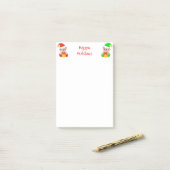 Schattige Kerstelfjes op Wit Post-it® Notes (Op bureau)
