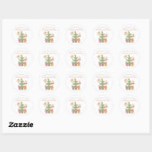 Schattige Kerstelfjes Ronde Sticker (Vel)