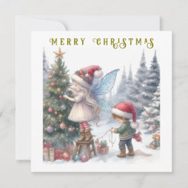 Schattige Kerstelfjes Vakantie Ansichtkaart Kaart