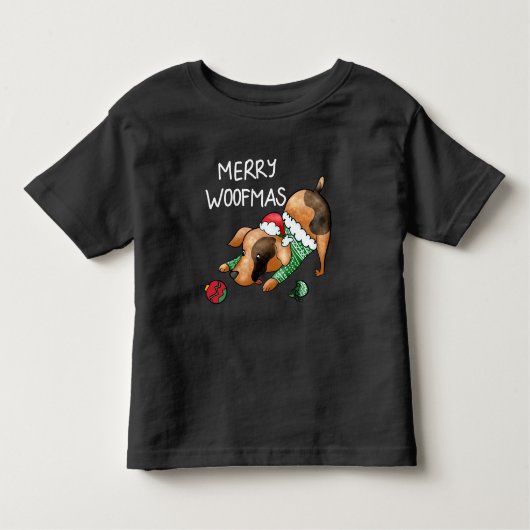 Schattige Kerstelijke Hond Kerstmis Kinder Shirts (Voorkant)