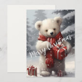 Schattige Kerstelijke Ijsbeer met Cadeaus Feestdagenkaart (Voorkant / Achterkant)