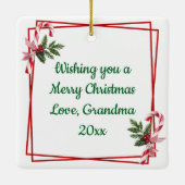 Schattige kerstelven in hun Speelgoed-winkel Keramisch Ornament (Achterkant)