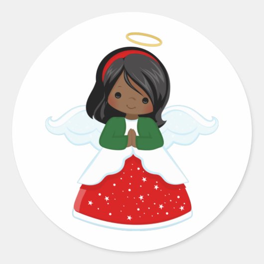 Schattige Kerstengel Ronde Sticker (Voorkant)