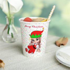 Schattige Kerstfee Elf & Confetti Papieren Bekers