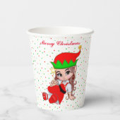 Schattige Kerstfee Elf & Confetti Papieren Bekers (Achterkant)
