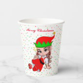 Schattige Kerstfee Elf & Confetti Papieren Bekers (Voorkant)