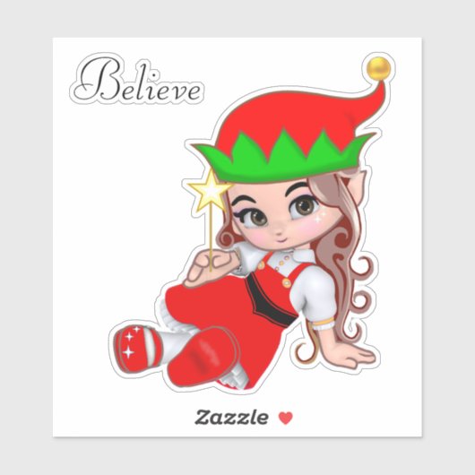 Schattige Kerstfee Elf Sticker (Vel)