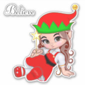 Schattige Kerstfee Elf Sticker (Voorkant)