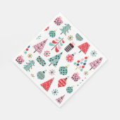 Schattige kerstfeest | Feestelijke Roze Rode Blauw Servet (Hoek)