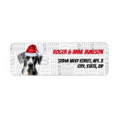 Schattige Kerstfeest Grote Deen Santa Dog Retourad Etiket (Voorkant)