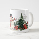 Schattige  kerstfeest grote koffiekop (Voorkant rechts)