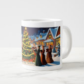 Schattige  kerstfeest grote koffiekop (Voorkant rechts)