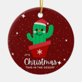 Schattige kerstfeest in de woestijn Santa Cactus Keramisch Ornament (Voorkant)