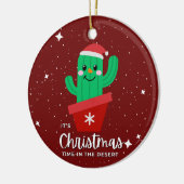 Schattige kerstfeest in de woestijn Santa Cactus Keramisch Ornament (Links)