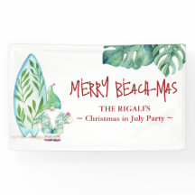 Schattige kerstfeest in juli Verjaardagsbanner