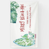 Schattige kerstfeest in juli Verjaardagsbanner Spandoek (Verticaal)