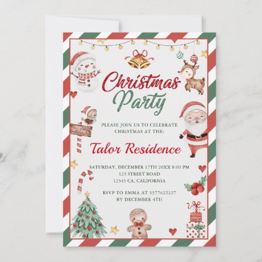 Schattige kerstfeest kaart (Voorkant)