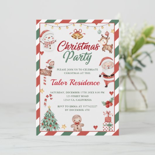 Schattige kerstfeest kaart (Staand voorkant)