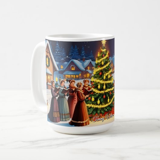 Schattige kerstfeest koffiemok (Voorkant links)