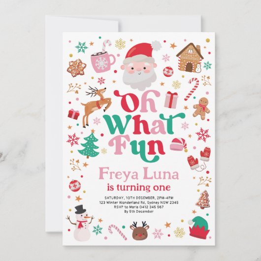 Schattige kerstfeest Oh wat leuk meisje Verjaardag Kaart (Voorkant)