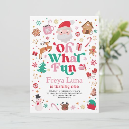 Schattige kerstfeest Oh wat leuk meisje Verjaardag Kaart (Staand voorkant)