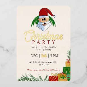 Schattige Kerstfeest Party Kerstman Festief Elegan Folie Uitnodiging