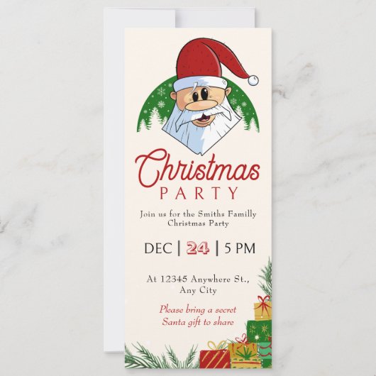 Schattige Kerstfeest Santa Feestelijk Elegant Bloe (Voorkant)