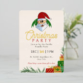 Schattige Kerstfeest Santa Feestelijk Elegant Bloe Folie Uitnodiging (Staand Voorkant)