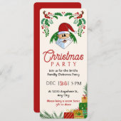 Schattige Kerstfeest Santa Feestelijk Elegant Bloe Kaart (Voorkant / Achterkant)
