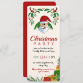 Schattige Kerstfeest Santa Feestelijk Elegant Bloe Kaart (Voorkant / Achterkant)
