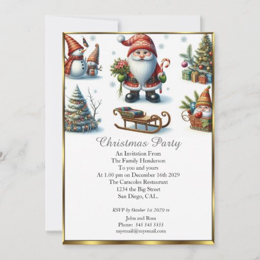 Schattige kerstfeest Santa White Snow Kaart (Voorkant)