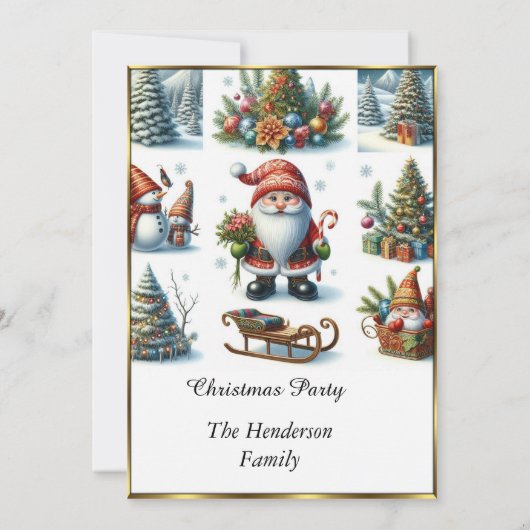Schattige kerstfeest Santa White Snow Kaart (Achterkant)