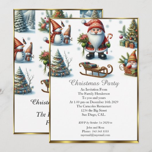 Schattige kerstfeest Santa White Snow Kaart (Voorkant / Achterkant)