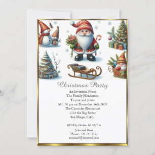 Schattige kerstfeest Santa White Snow Kaart