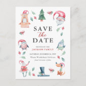 Schattige kerstfeest Save the Date Feestdagenkaart (Voorkant)