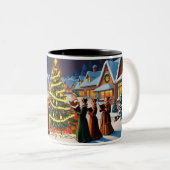 Schattige  kerstfeest tweekleurige koffiemok (Voorkant rechts)