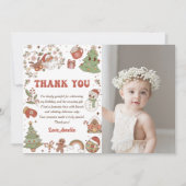 Schattige kerstfeest verjaardagsfeestje bedankje kaart (Voorkant)