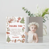 Schattige kerstfeest verjaardagsfeestje bedankje kaart (Staand voorkant)