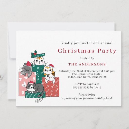 Schattige kerstfeest voor katten kaart (Voorkant)